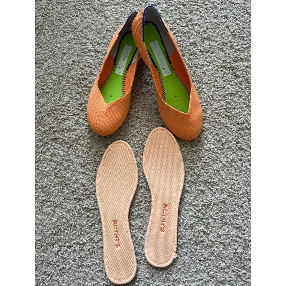 Rothy's Women's The Flat Tangerine Orange Round Toe Slip On Flats Size 8 Preppy